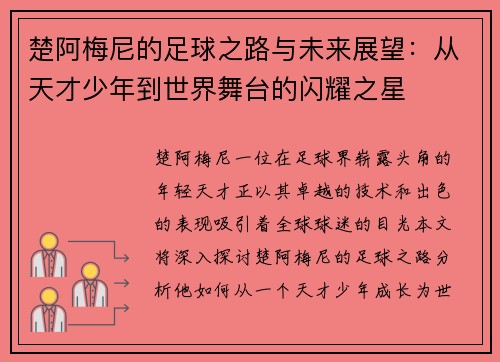 楚阿梅尼的足球之路与未来展望：从天才少年到世界舞台的闪耀之星